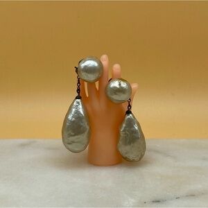 Vintage clip on earrings mother of pearl - 0021HF